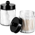 Apothecary Jars Bathroom Vanity Storage Organizer Set -Countertop Canister Plastic Acrylic Jar - Farmhouse Decor Qtip Holder for