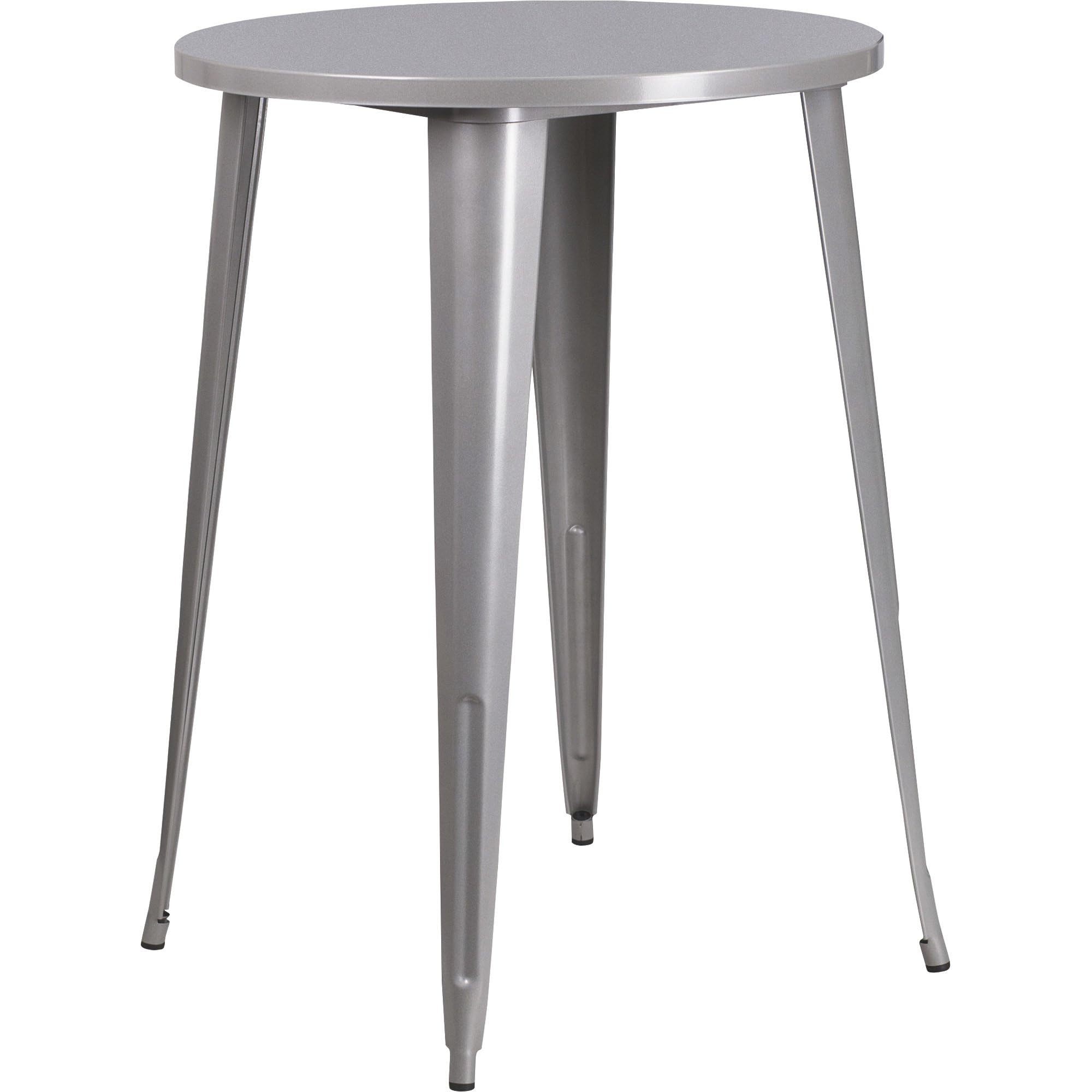 Flash Furniture Callum Commercial Grade 30" Round Silver Metal Indoor-Outdoor Bar Table Set With 4 Cafe Stools