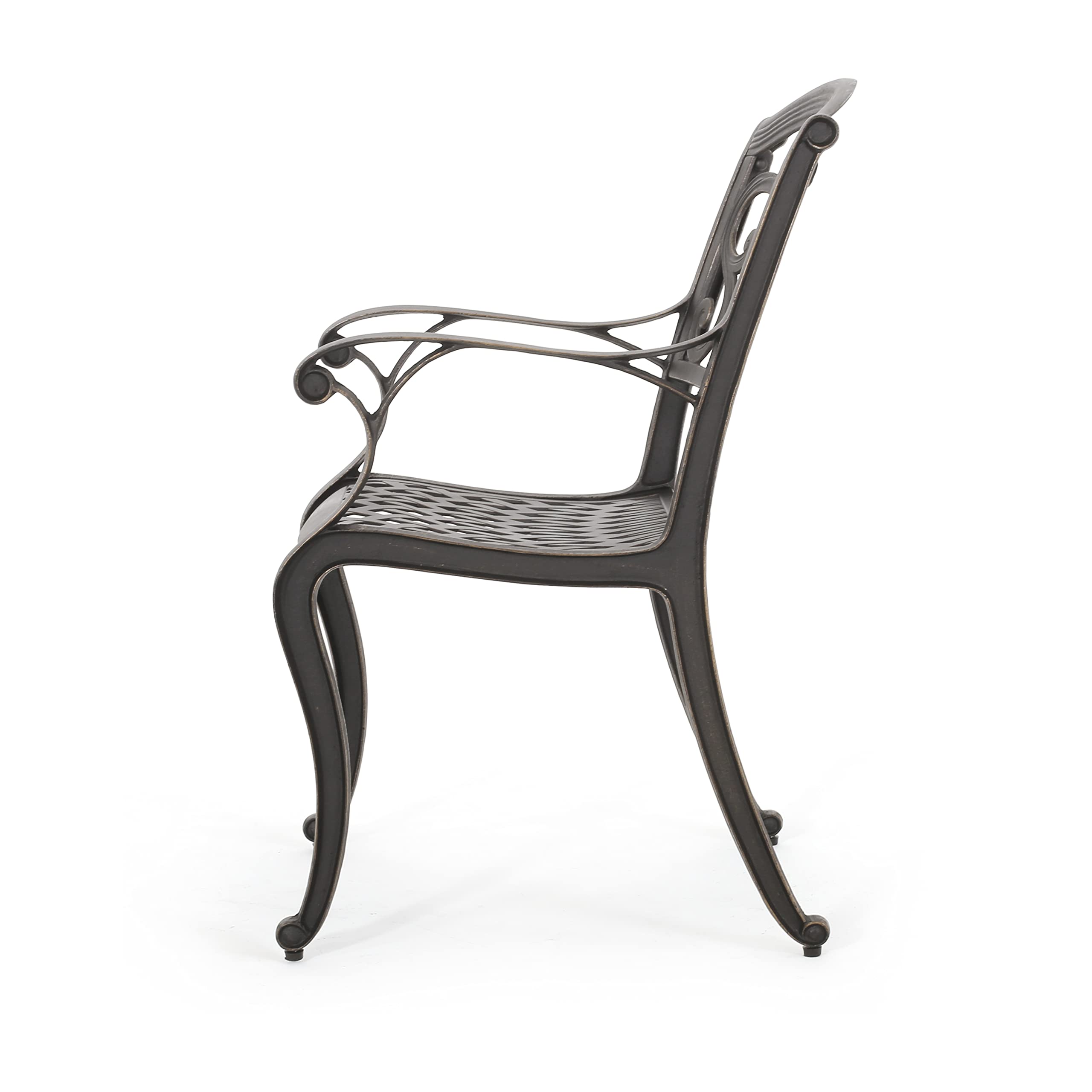 Christopher Knight Home Austin Outdoor Cast Aluminum Dining Chairs, 2-Pcs Set, Shiny Copper