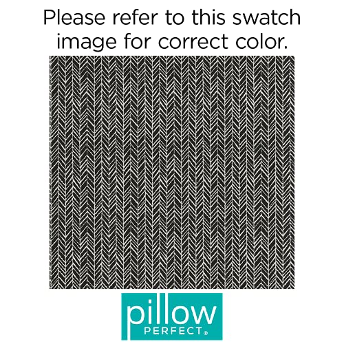 Pillow Perfect - 625256 Outdoor/Indoor Herringbone Night Chair Pads, 15.5' X 14.5', 2 Pack