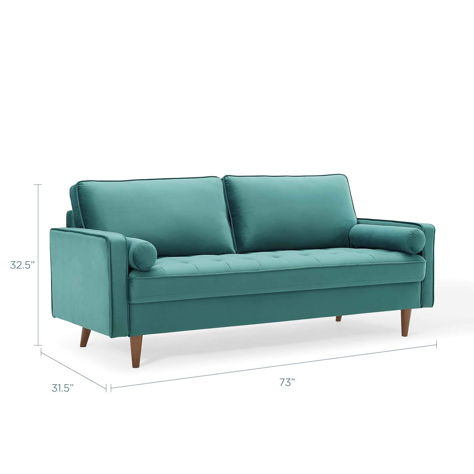 Modway Eei-3764-Tea Valour Performance Velvet Sofa, Teal