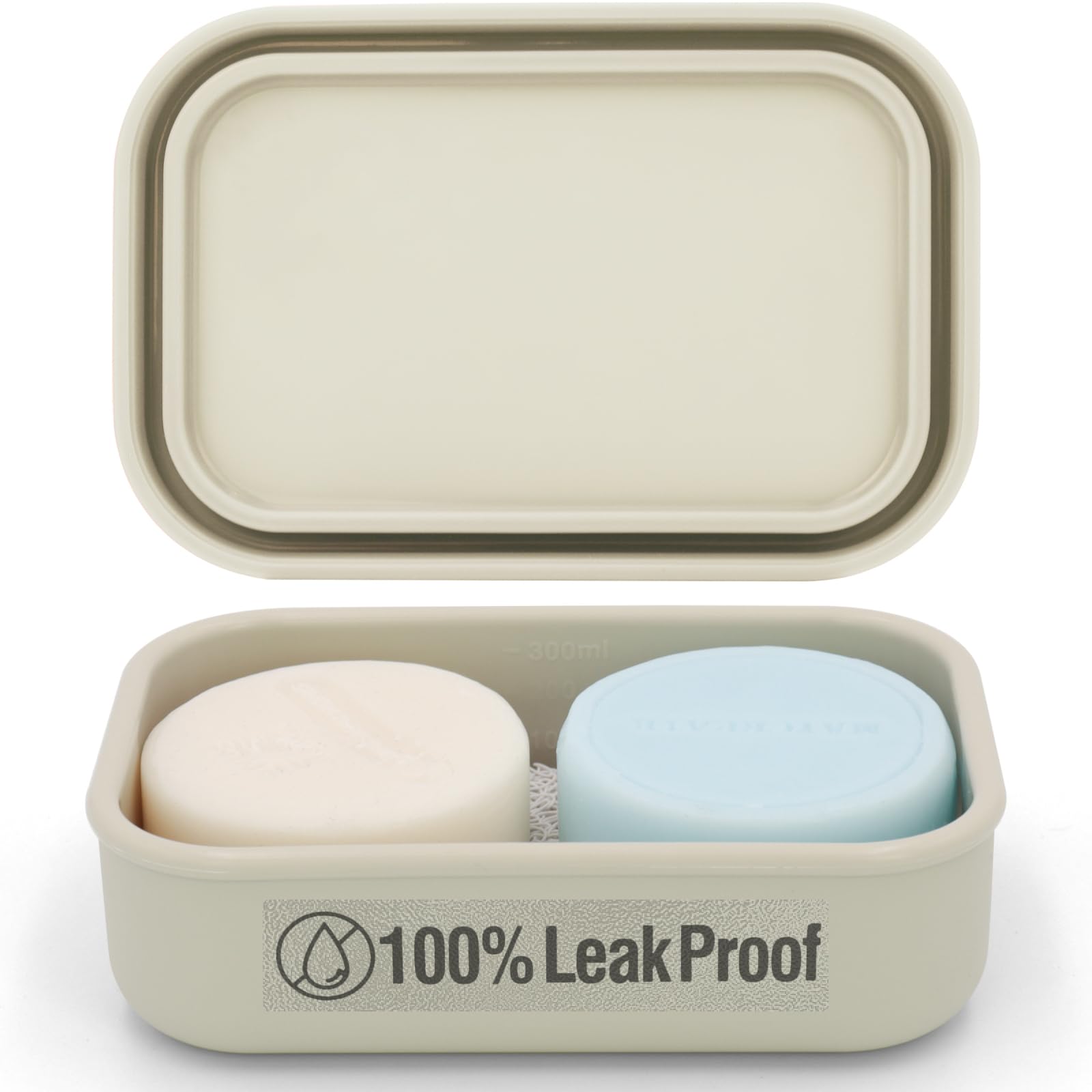 Enhanced Leak Proof Travel Soap Case, AIMAIAIMAI Silicone Soap Container with Draining Layer, Portable Bar Soap Holder for Bathr