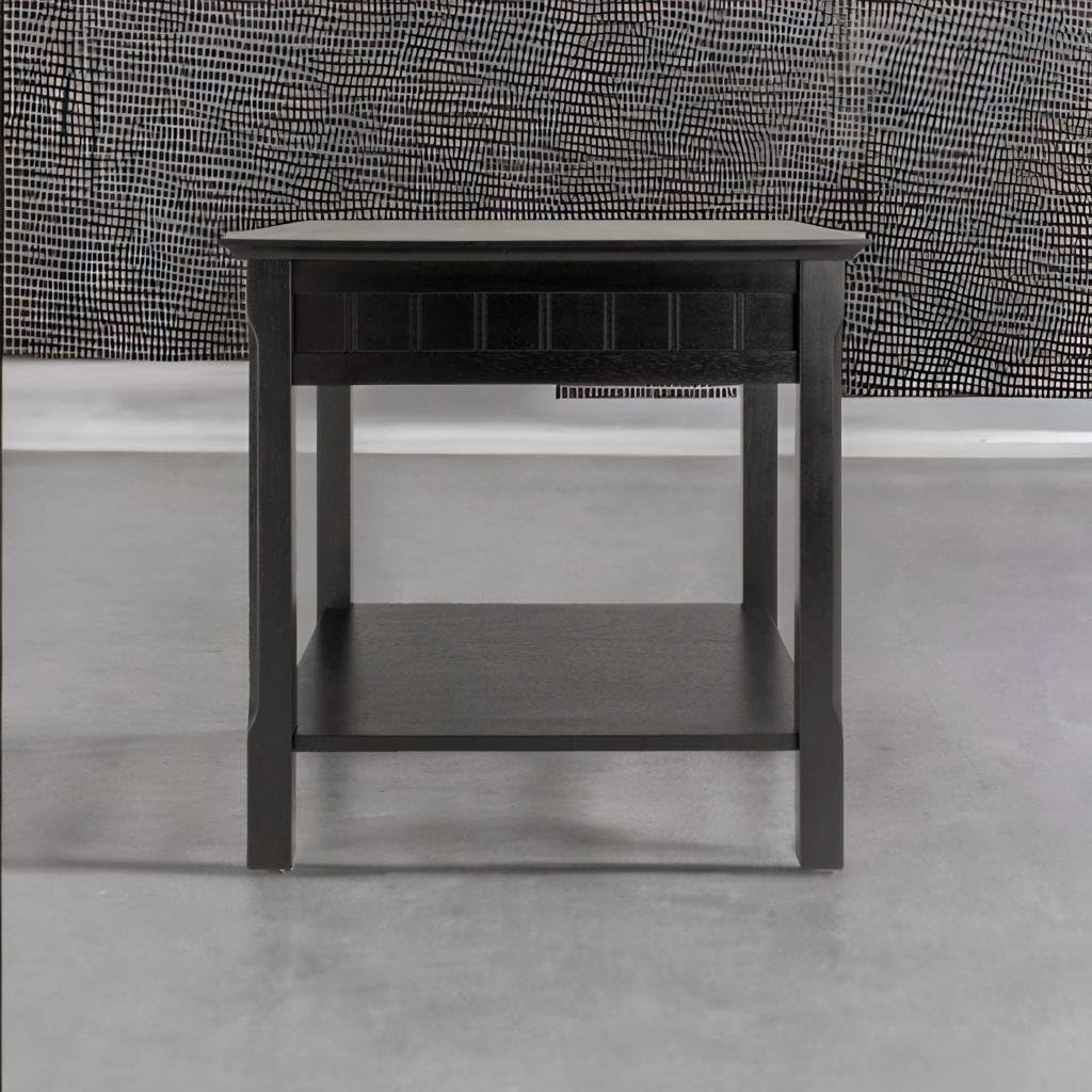 Ergode Timber End Table: Versatile Storage with Drawer & Shelf, Black Finish