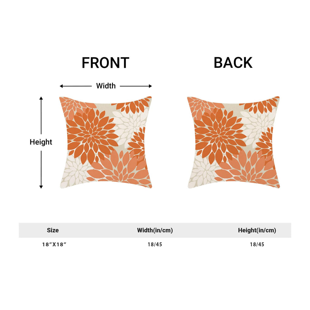 Cxmeifly Fall Burnt Orange Outdoor Pillow Covers 18X18 Inch Set Of 2 Coral White Dahlia Floral Decor Throw Pillows Modern Geomet