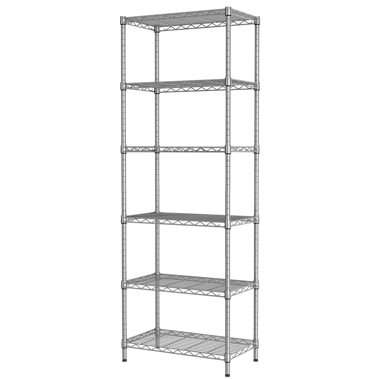 Singaye 6-Shelf Wire Shelving Unit, Adjustable Metal Shelves, Standing Shelf, 21.25'' W X 11.41D X 69 ''H (Silver)