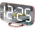 Digital Alarm Clock,7 Inch LED Mirrored Large Display, with Dual USB Charger Ports,Auto Dim,Snooze Function,Modern Desk Wall Ele