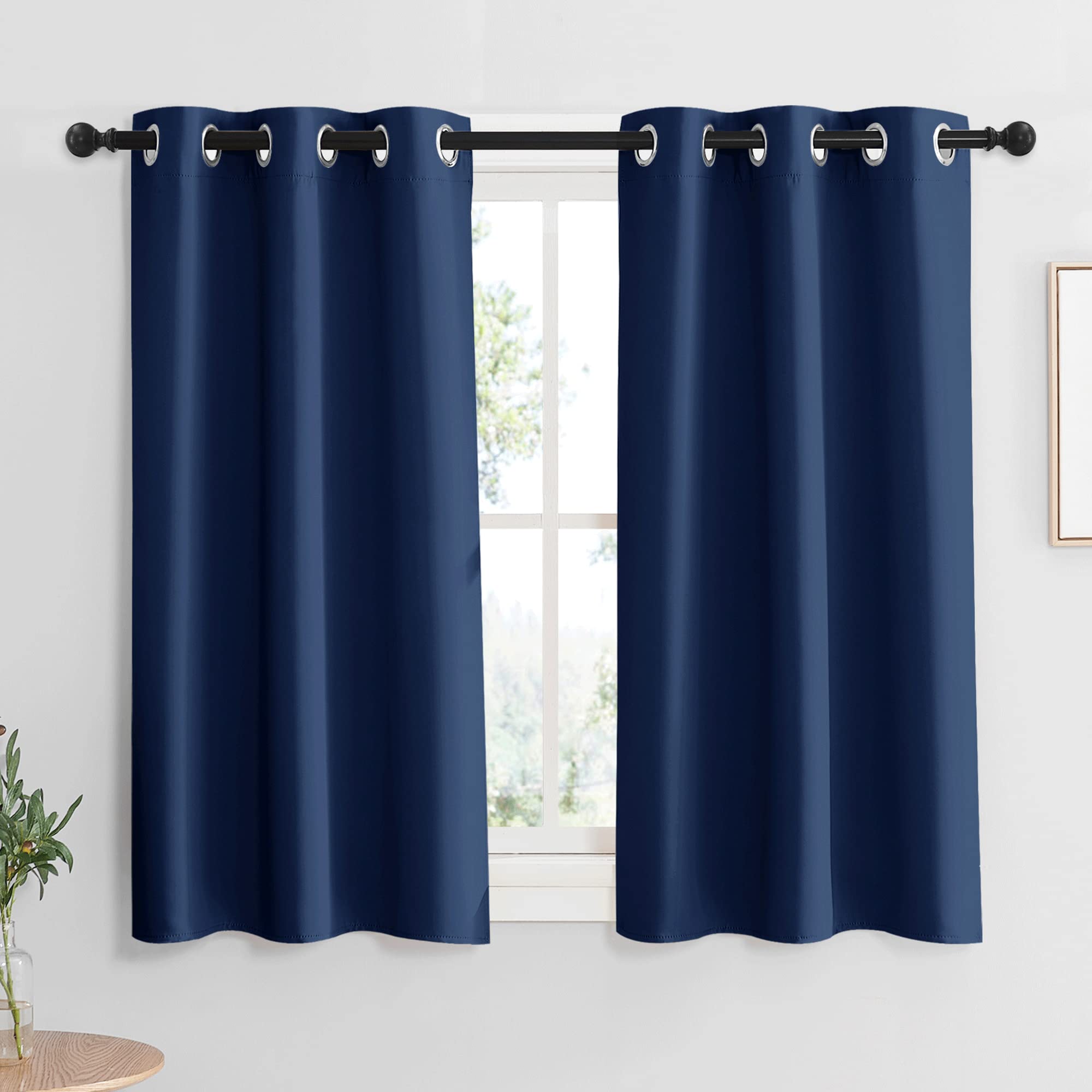 RYB HOME Bedroom Curtains 45 inch Length, Room Darkening Privcay Window Treatment Blackout Thermal Shades for Bedroom Bathroom B