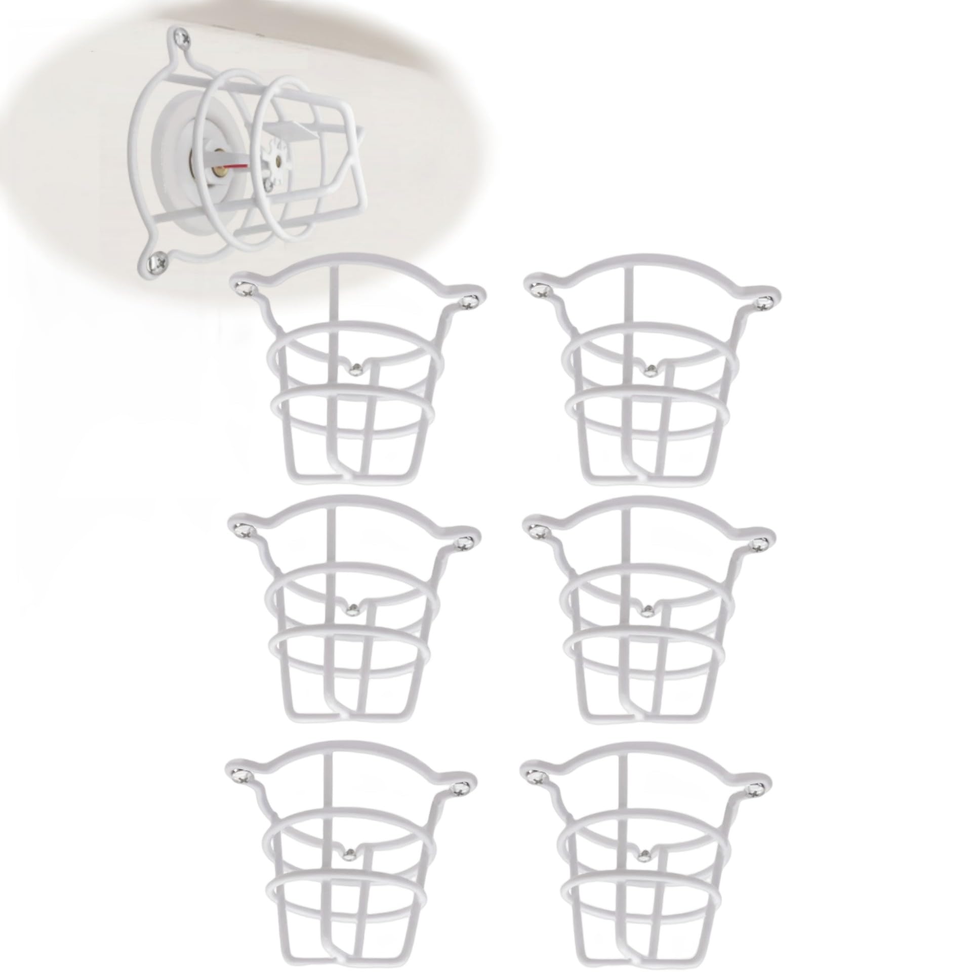 Happy Tree (6 Pack) White Fire Sprinkler Head Guard Cover For Both 1/2' & 3/4' Fire Head For Protecting Flush Mount & Side Wal