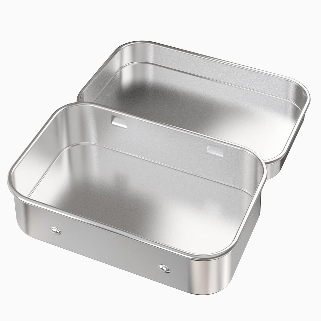 6 Pcs Metal Hinged Tin Box Container Mini Portable Small Storage Container Kit With Lid For Home Storage 4.5X3.3X0.9 Inch, Silve