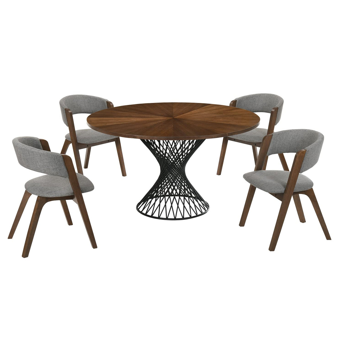 Armen Living Cirque Rowan 5 Piece Walnut Dining Set