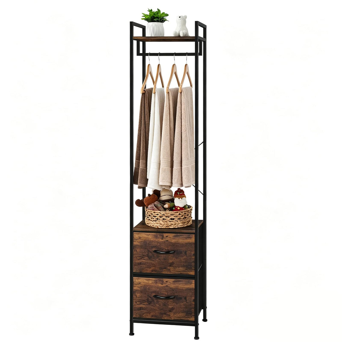 Garment Rack Clothes Rack Heavy Duty with Fabric Drawer and Storage Shelves