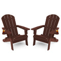 YEFU Adirondack Chair Set of 2, Folding Oversized Plastic Adirondack Chair with Cup Holder, Lawn Chair with Weather Resistant fo