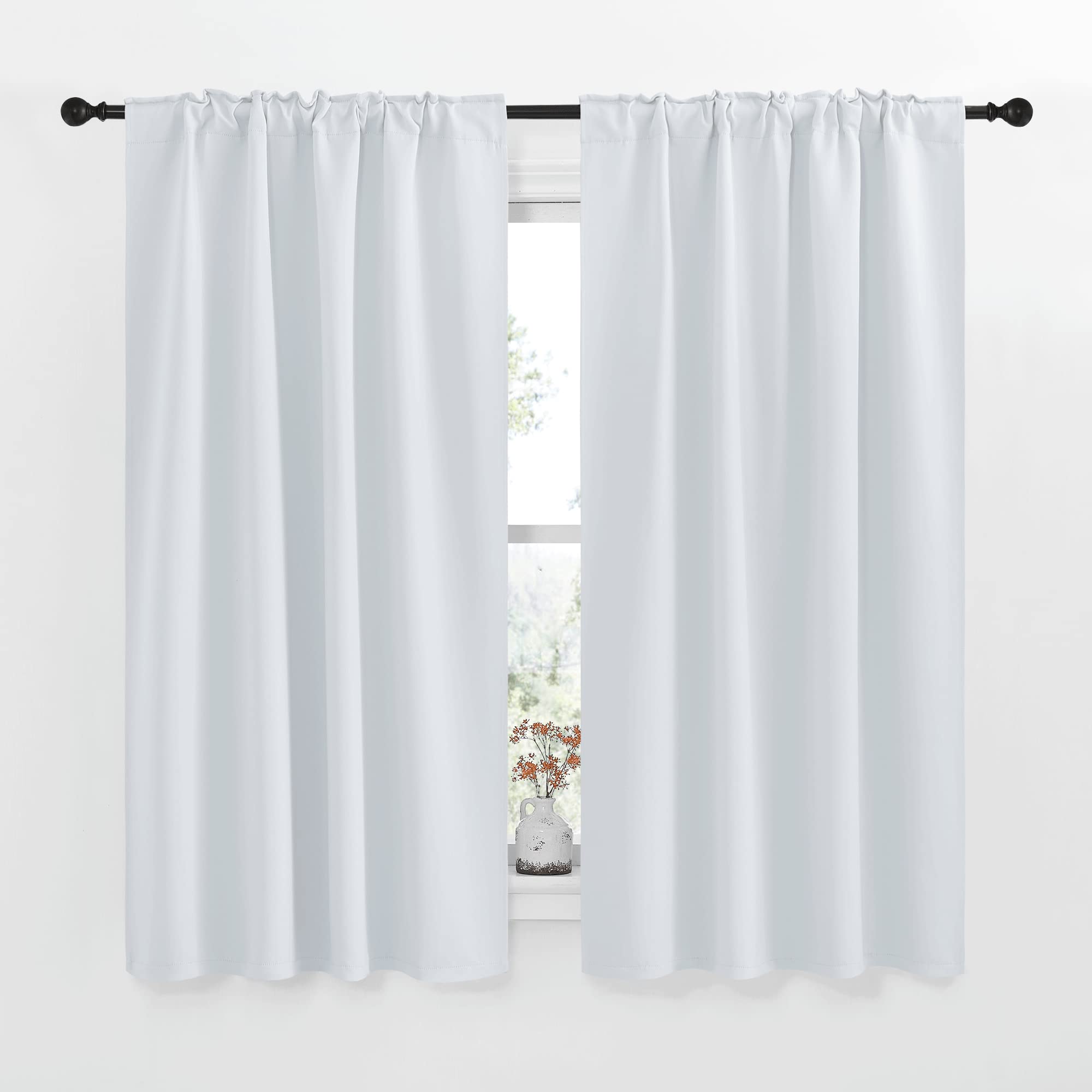 Nicetown Insulated Room Darkening Curtain Panels - (Cloud Grey Color) W42 X L63, Two Pieces, Modern Design Thermal Privacy Protection Window Treatment Drapes/Draperies For Bedroom