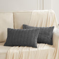 Fancy Homi 2 Packs Dark Grey Lumbar Decorative Throw Pillow Covers 12X24 Inch For Living Room Couch Bed Sofa, Rustic Farmhouse B