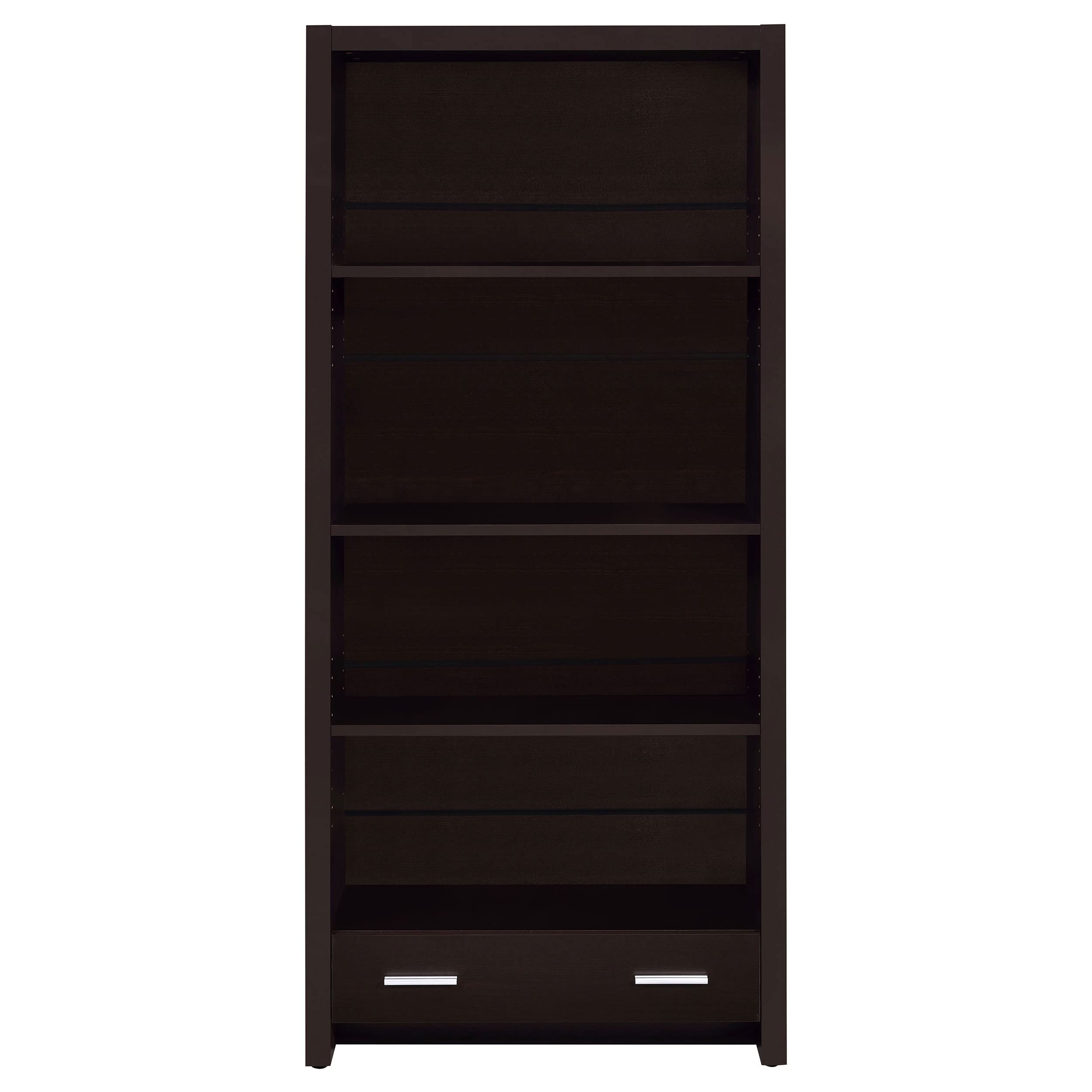 Coaster Home Furnishings 800905 Skylar 4-Shelf Bookcase with Storage Drawer, Cappuccino