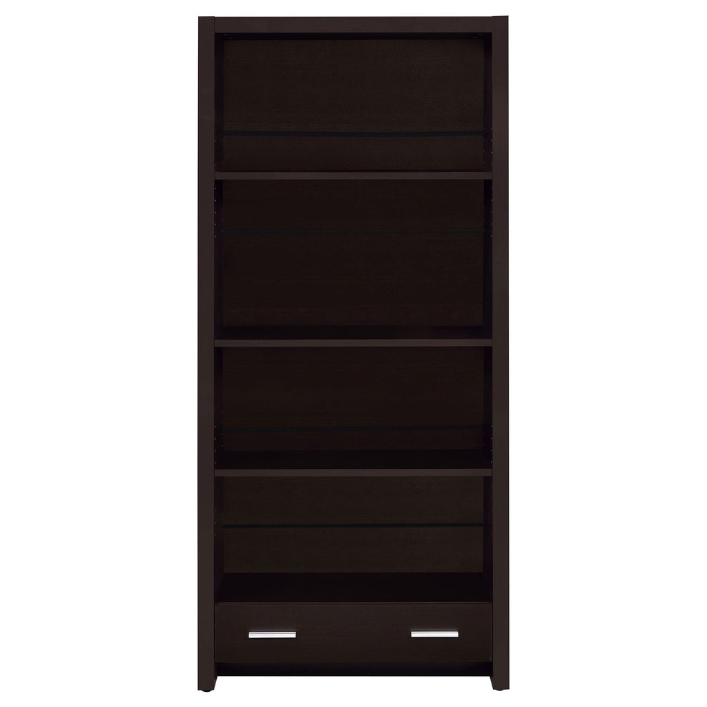 Coaster Home Furnishings 800905 Skylar 4-Shelf Bookcase with Storage Drawer, Cappuccino