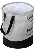 Foldable Laundry Bag with Handles, Grey and Black, Funny Quote Print, Clothes Hamper