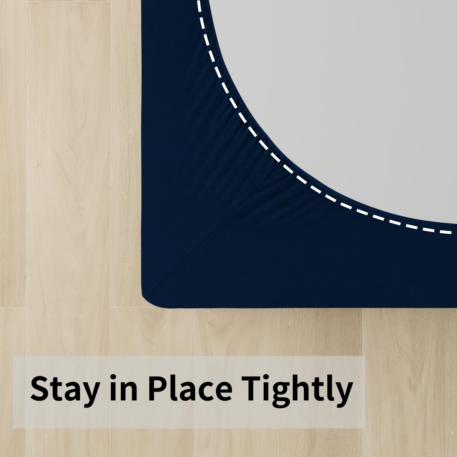 Easy-Going Box Spring Cover King/C-King Size, 4 Way Stretch Smooth And Elastic Wrap Around Band 4 Sides Bed Skirt, Navy