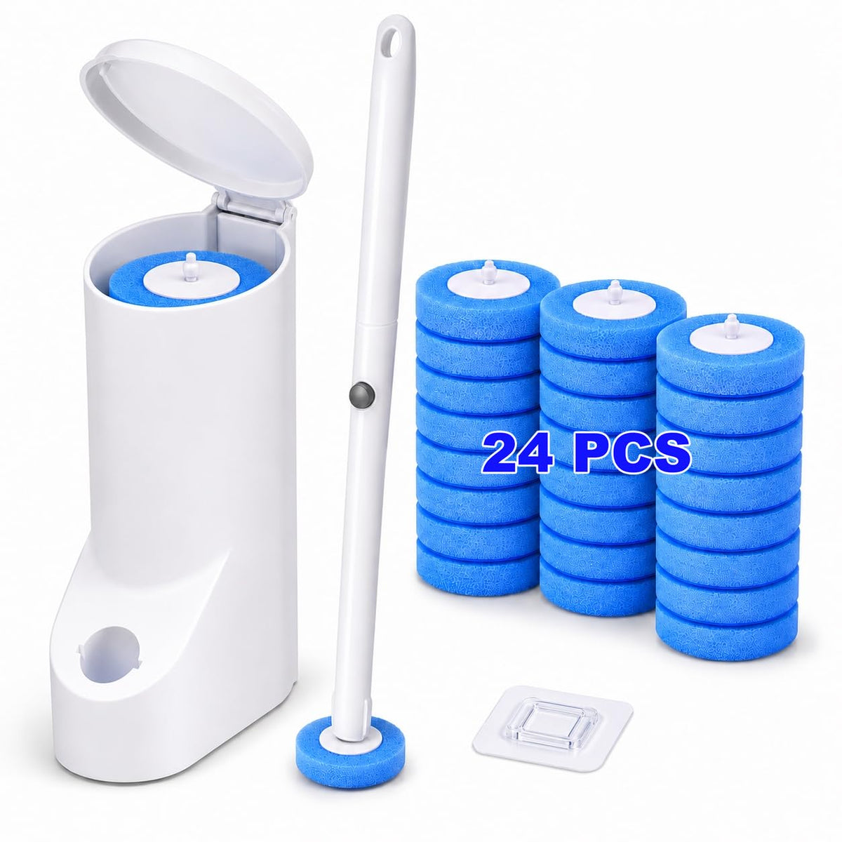Disposable Toilet Brush and Holder Set with 24 Refills,Toilet Cleaning Wand