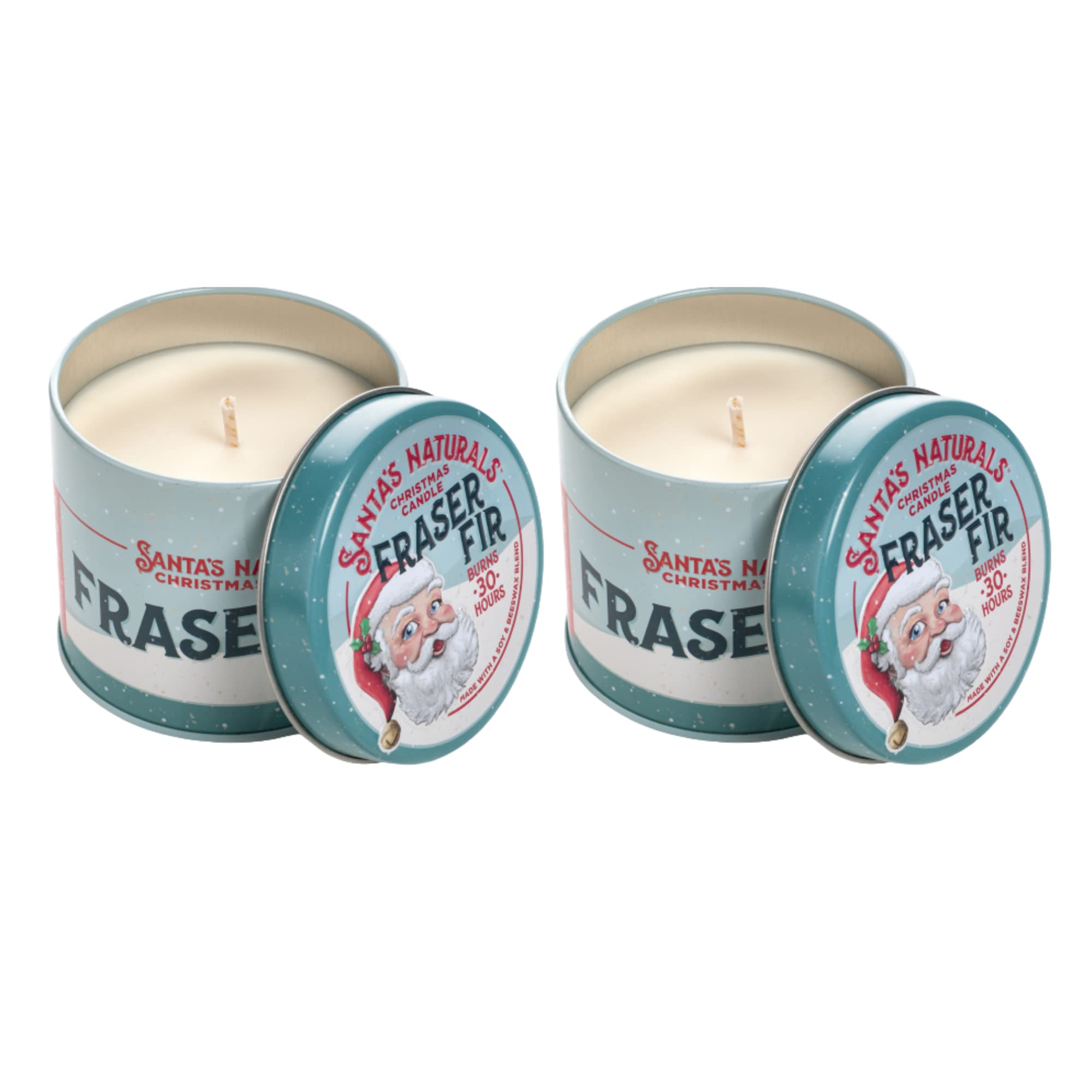 Santas Naturals Fraser Fir Christmas Candles (9oz, 2 Pack) | Authentic Pine Scent | Christmas Gifts | Each Holiday Candle Burns
