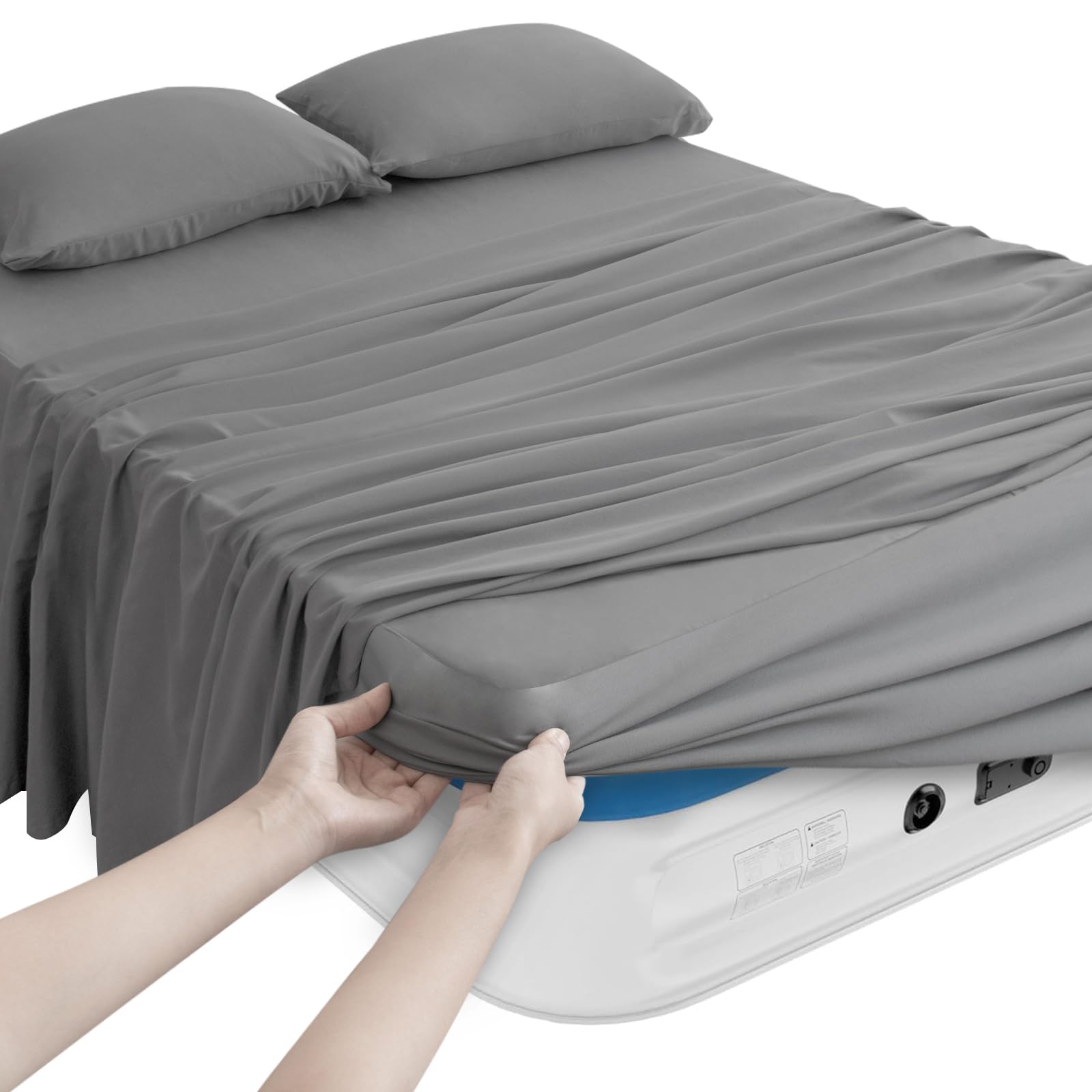 Magik & Kover Queen Sheet Set For Air Mattress - 4 Piece Queen Sheets Set Deep Pocket Up To 24 Inches - Soft & Breathable Air Ma