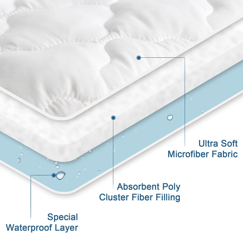 2 Pack Twin Extra Long (Xl) Mattress Protector Pad Waterproof Quilted, Breathable & Cooling Twin Xl Mattress Topper Cover Fitted