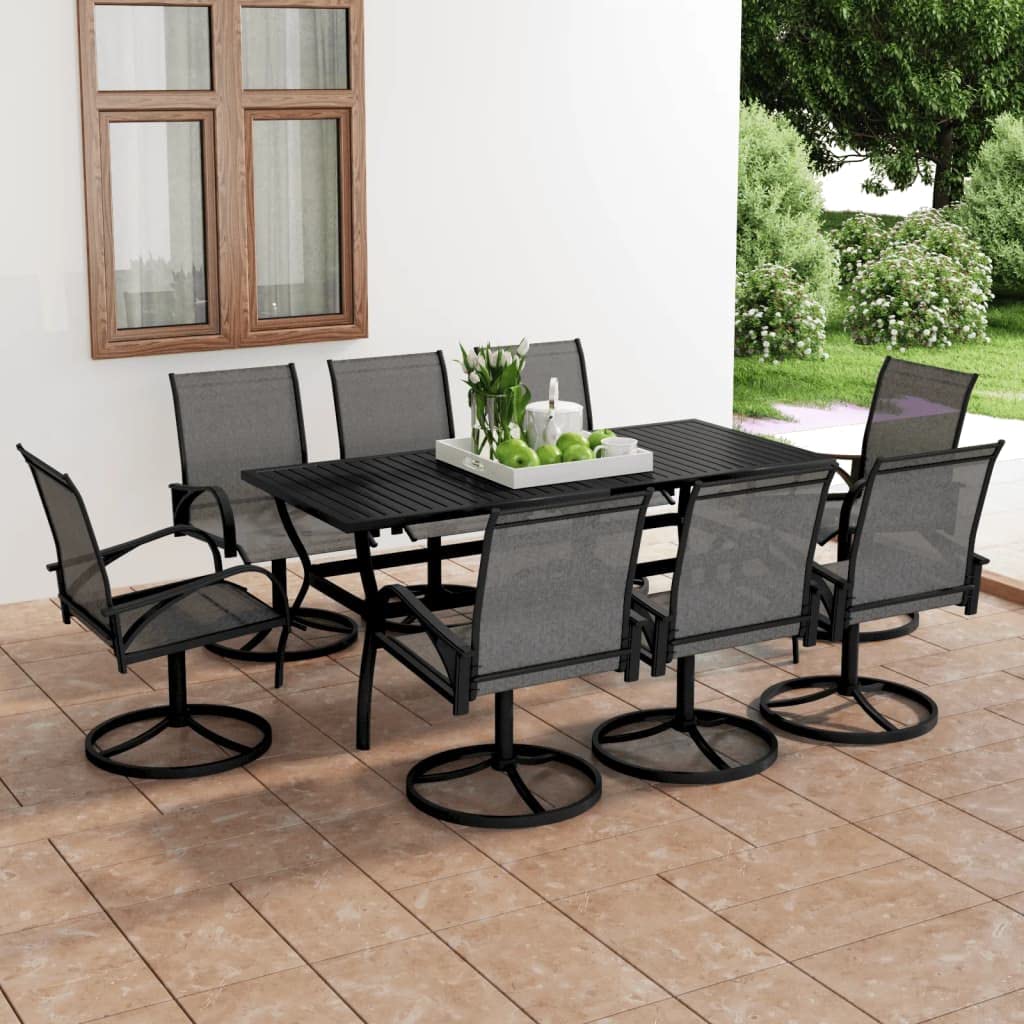 vidaXL 9-Piece Outdoor Dining Set with Swivel Chair