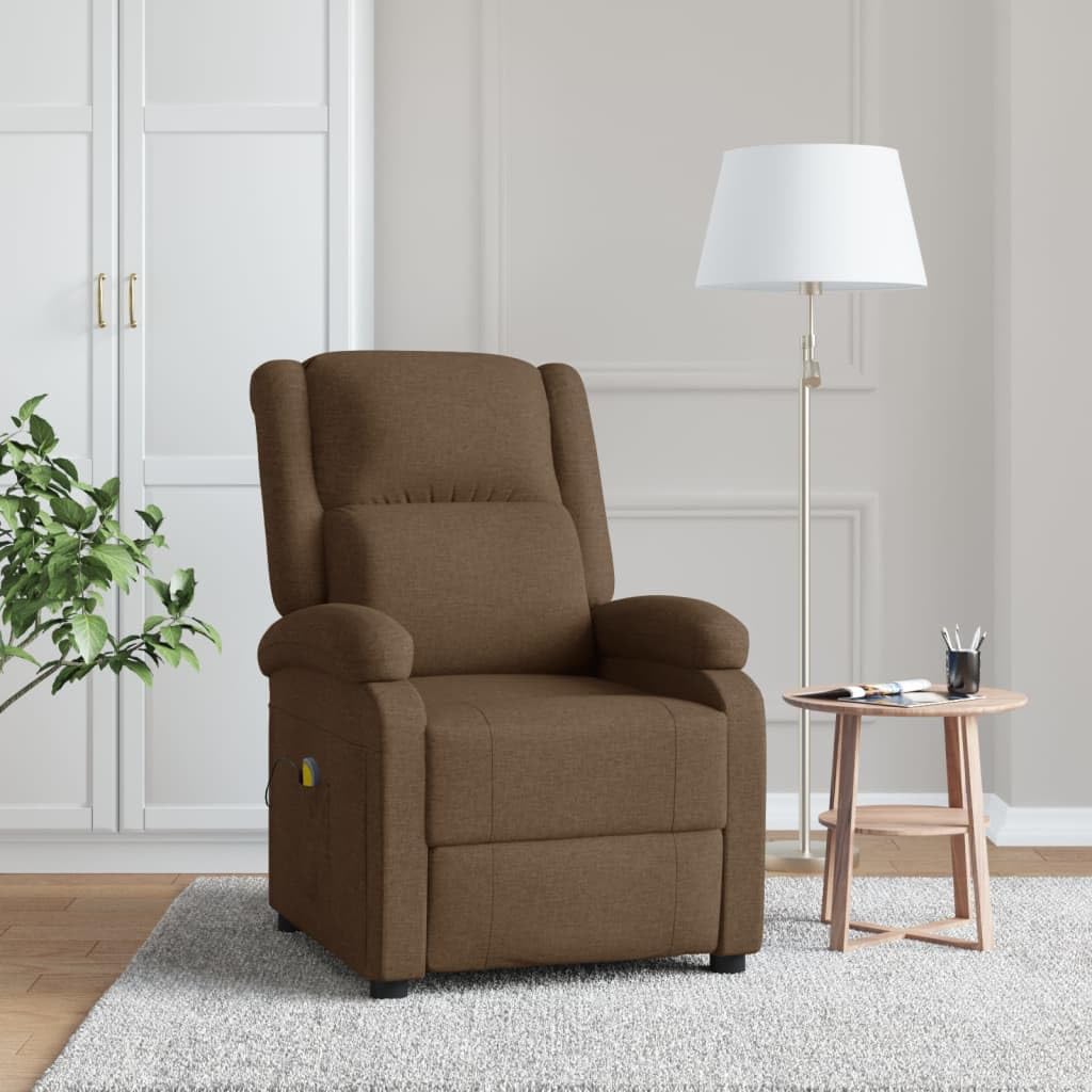 vidaXL Massage Recliner Brown Fabric