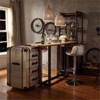 Acme Brancaster Adjustable Stool with Swivel in Vintage Brown Top Grain Leather