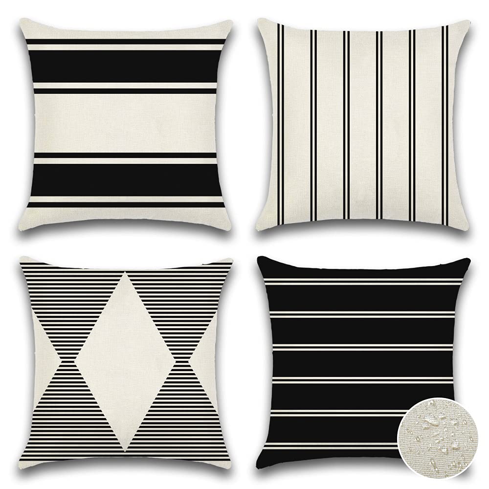 Otostar Outdoor Waterproof Decorative Throw Pillow Covers 20X20 Inch Geometry Pillow Cases Square Cushion Case Garden Pillow Cov