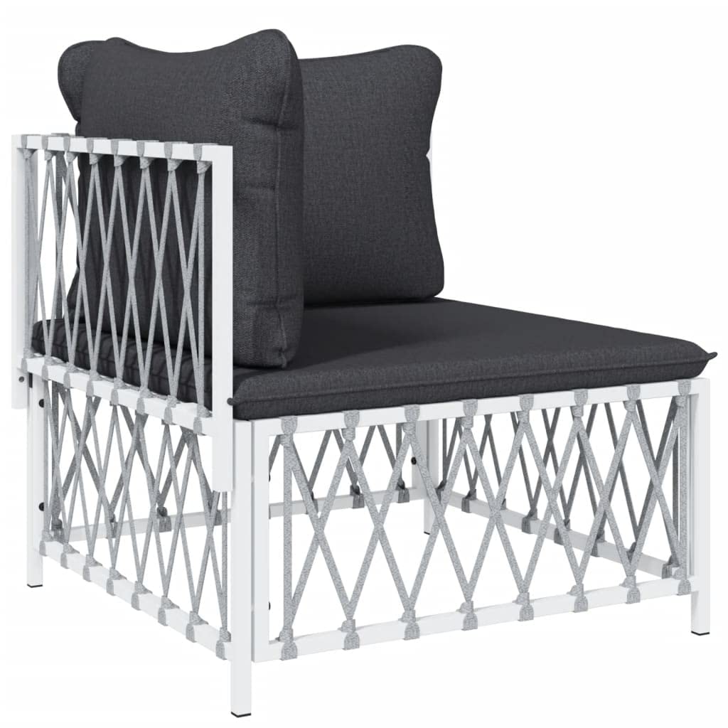 vidaXL 10 Piece Patio Lounge Set - Steel Frame, Comfortable Woven Fabric Sofas with Thick Padded Cushions, Modular Design, Easy-to-Maintain, Suit for Garden and Outdoor Use
