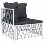vidaXL 10 Piece Patio Lounge Set - Steel Frame, Comfortable Woven Fabric Sofas with Thick Padded Cushions, Modular Design, Easy-to-Maintain, Suit for Garden and Outdoor Use