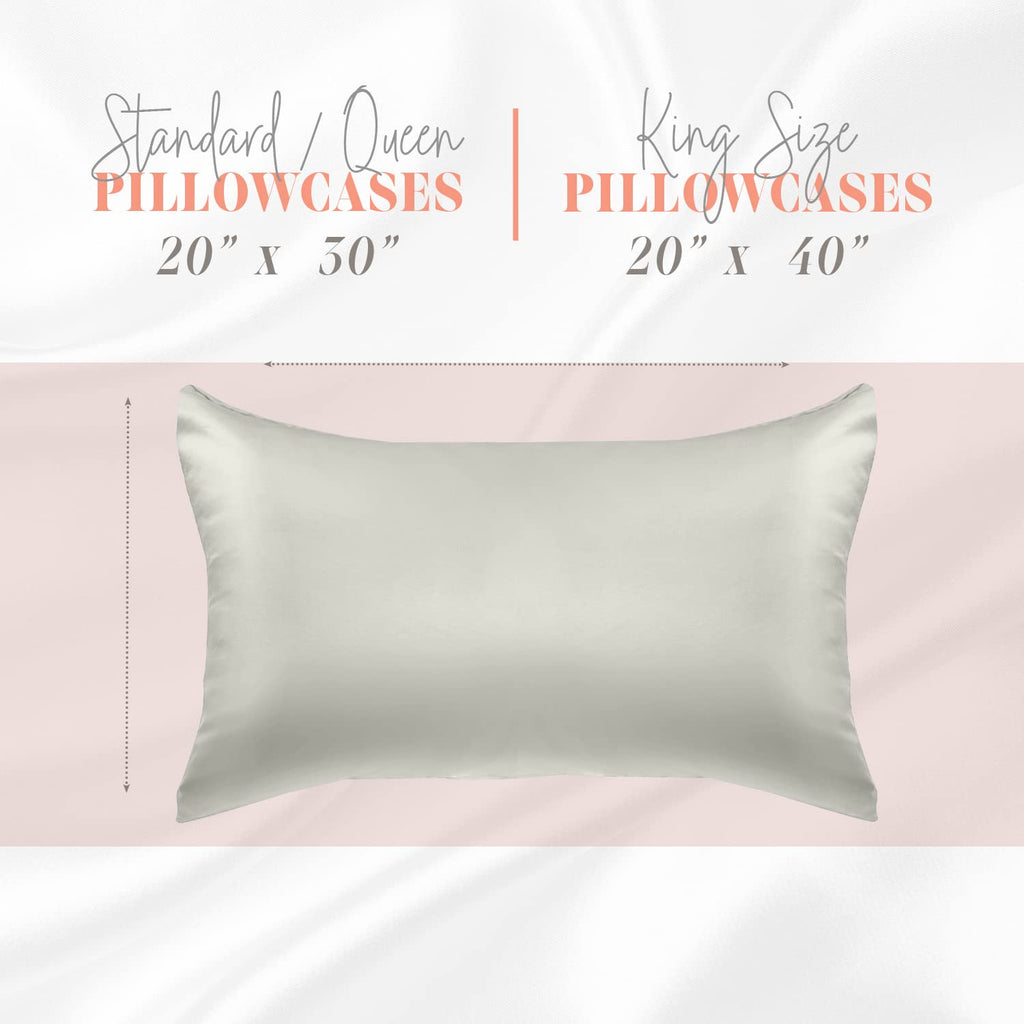 Elegant Comfort Silky And Luxurious 2-Piece Satin Pillowcase Set For Healthier Skin And Hair, Hidden Zipper Closure And Beautifully Packaged, Satin Pillowcase Set, King, Light Jade