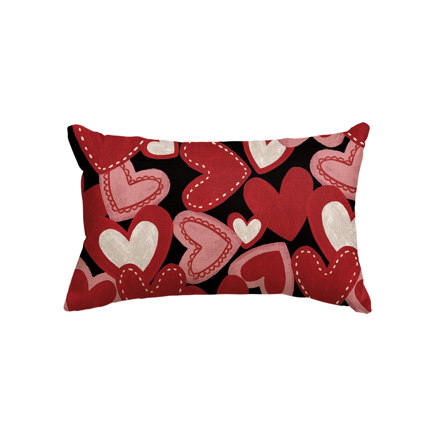 Avoin Colorlife Valentine'S Day Red Heart Throw Pillow Cover, 12 X 20 Inch Anniversary Wedding Cushion Case Decoration For Sofa