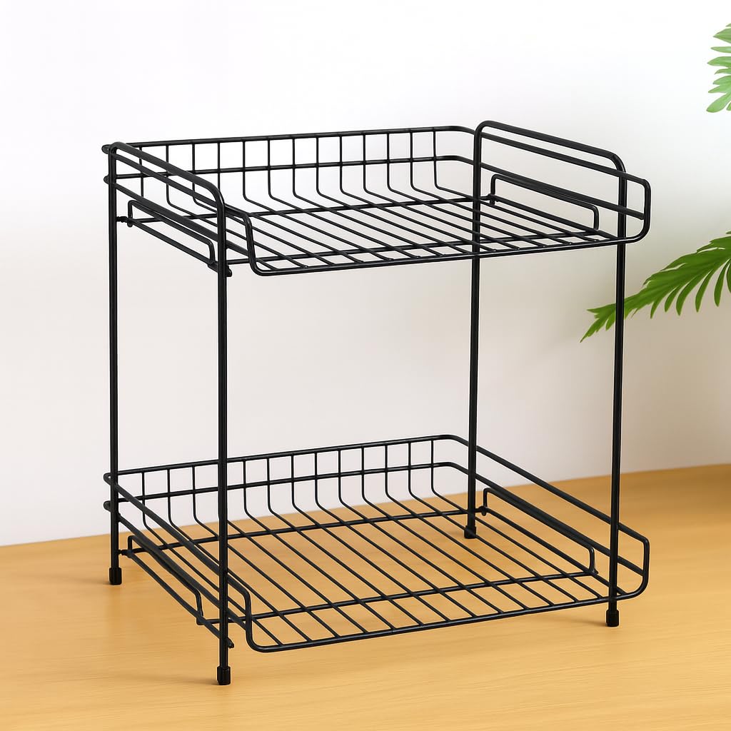 Glocy Alloy Steel 2 Tier MultiFunctional Countertop Cabinet Organizer, Home,Kitchen Storage And Office Drawer,Under Sink Cabine