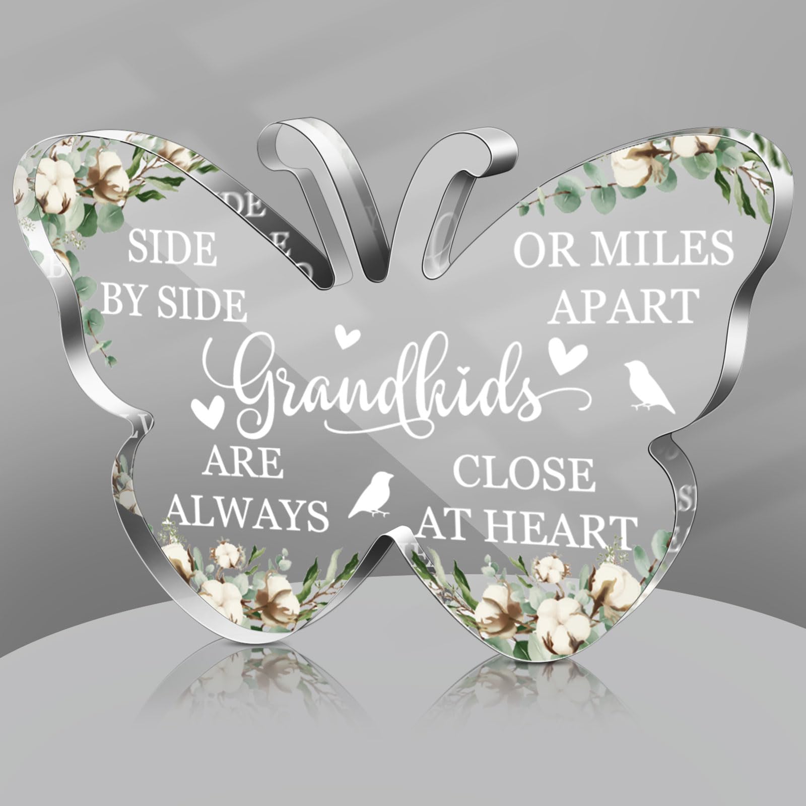 Jetec Grandma Gift Grandma Birthday Gift Acrylic Heart Shape Butterfly Shape Grandma Sign from Granddaughter Grandson Thoughtful