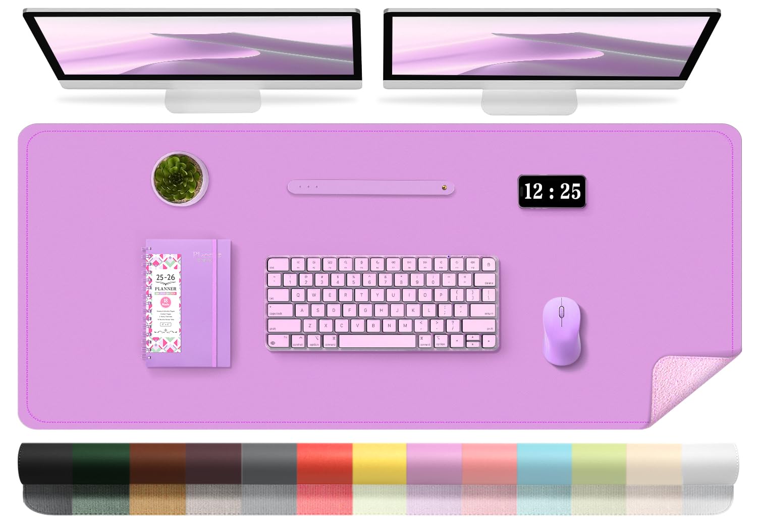 Lilac Leather Desk Pad, 47.2 ' ' X 23.6 ' ', Suede Base, Non-Slip, Waterproof Office & Home Writing Pad