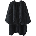 Royoliving Fuzzy Sherpa Wearable Fleece Blanket With Pockets For Adults, Ultra Soft Plush Shawl Tv Throw Blankets (Black, 58' X