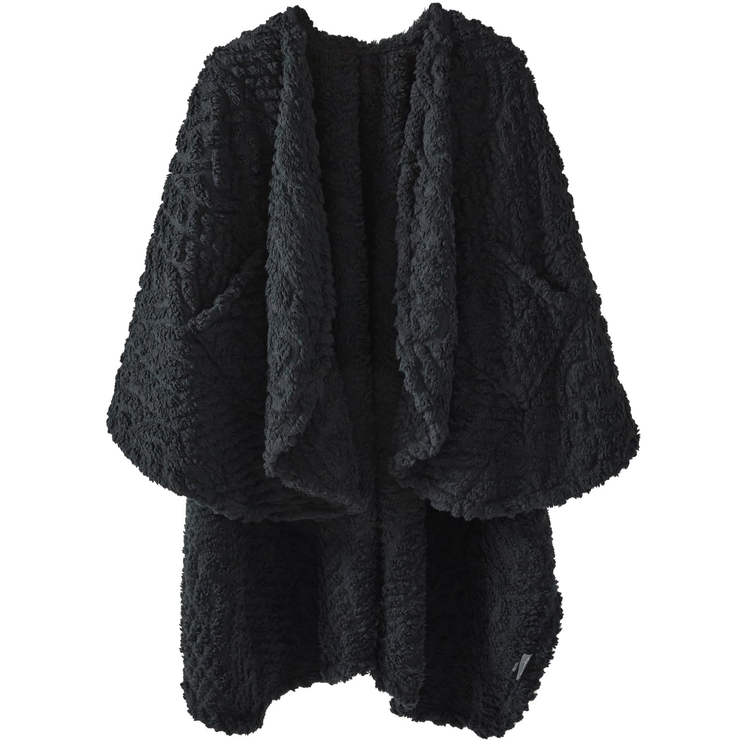 Royoliving Fuzzy Sherpa Wearable Fleece Blanket With Pockets For Adults, Ultra Soft Plush Shawl Tv Throw Blankets (Black, 58' X