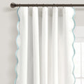 Lush Decor Coastal Chic Scallop Edge Window Curtain Panel Pair, 52 W x 84 L, Blue & White