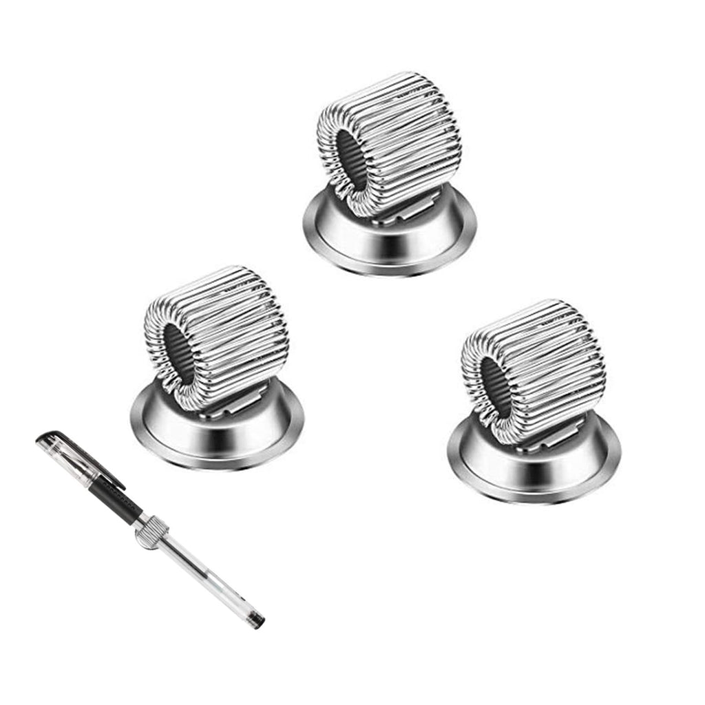 Medsuo 3Pcs Strong Magnetic Single Pen Holders Organizer Clips With Adjustable Spring Loop Fit For Any Size Pens Removable Push