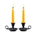 Rely+ Black Matte Metal Candle Holders with Handle for Taper Candlestick Set of 2 Modern Decor for Home Table Centerpiece for We