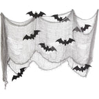 Glitter Bat & Gauze Kit: Sparkling 4'' x 10'' Paper Bats (8Pcs) & 15' x 2' Haunting Gauze Decoration (1 Count) - Perfect for Hal
