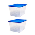 HOMZ Snaplock 56-Quart Plastic Multipurpose Stackable Storage Container Bins with Blue Snaplock Lid for Home and Office Organiza