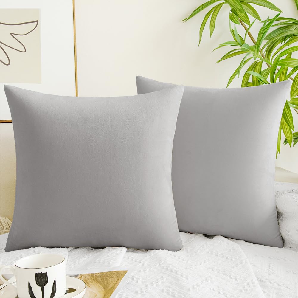 Quorgves Decorative Light Grey Pillow Covers 22X22 Inch Pack Of 2 Light Grey Throw Pillows For Couch Living Room Bed Bedroom Sof