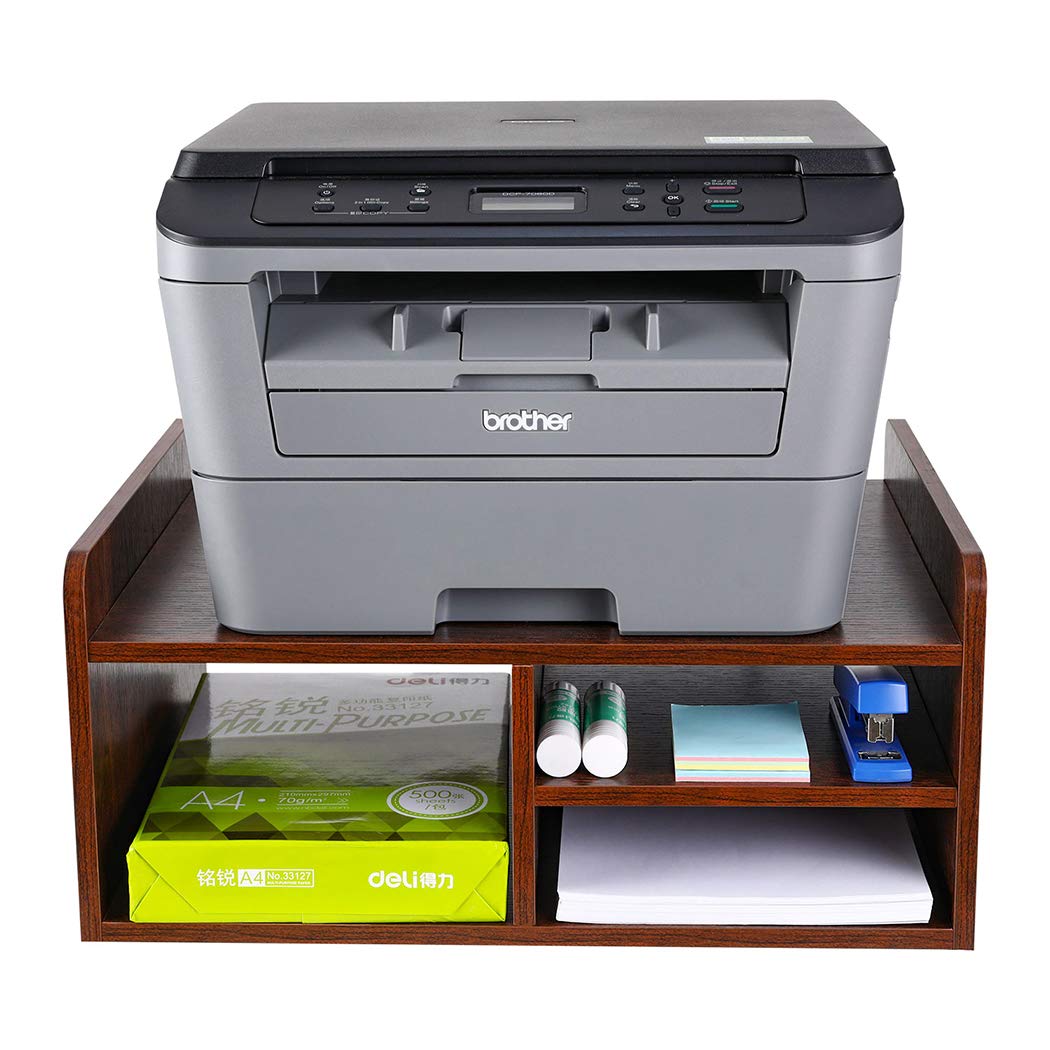 Pag Desktop Printer Stand With Storage, Paper Storage Holder Rack For Desk, Wooden Printer Organization For Home/Office, Retro B
