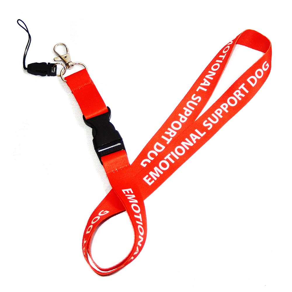 Xpressid Emotional Support Service Red Polyester Dog Lanyard - Secure Identification For Service Animals - Id Badge Holder