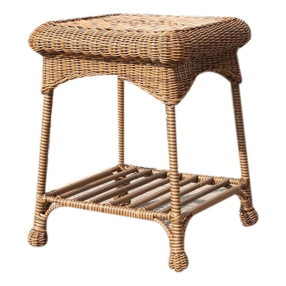 Jeco Carell Furniture Wicker/Rattan Patio End Table in Honey Brown