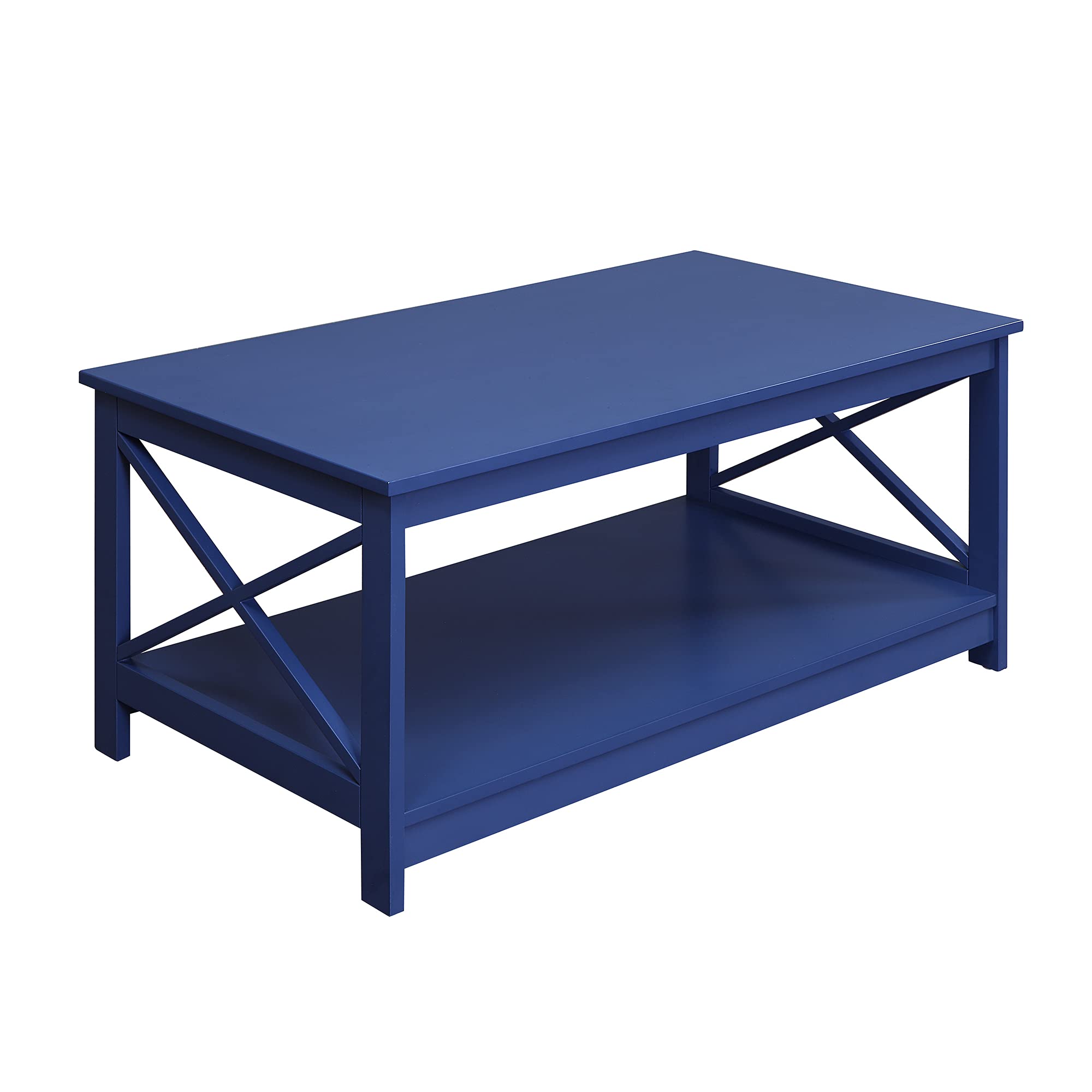 Convenience Concepts Oxford Coffee Table with Shelf, Cobalt Blue
