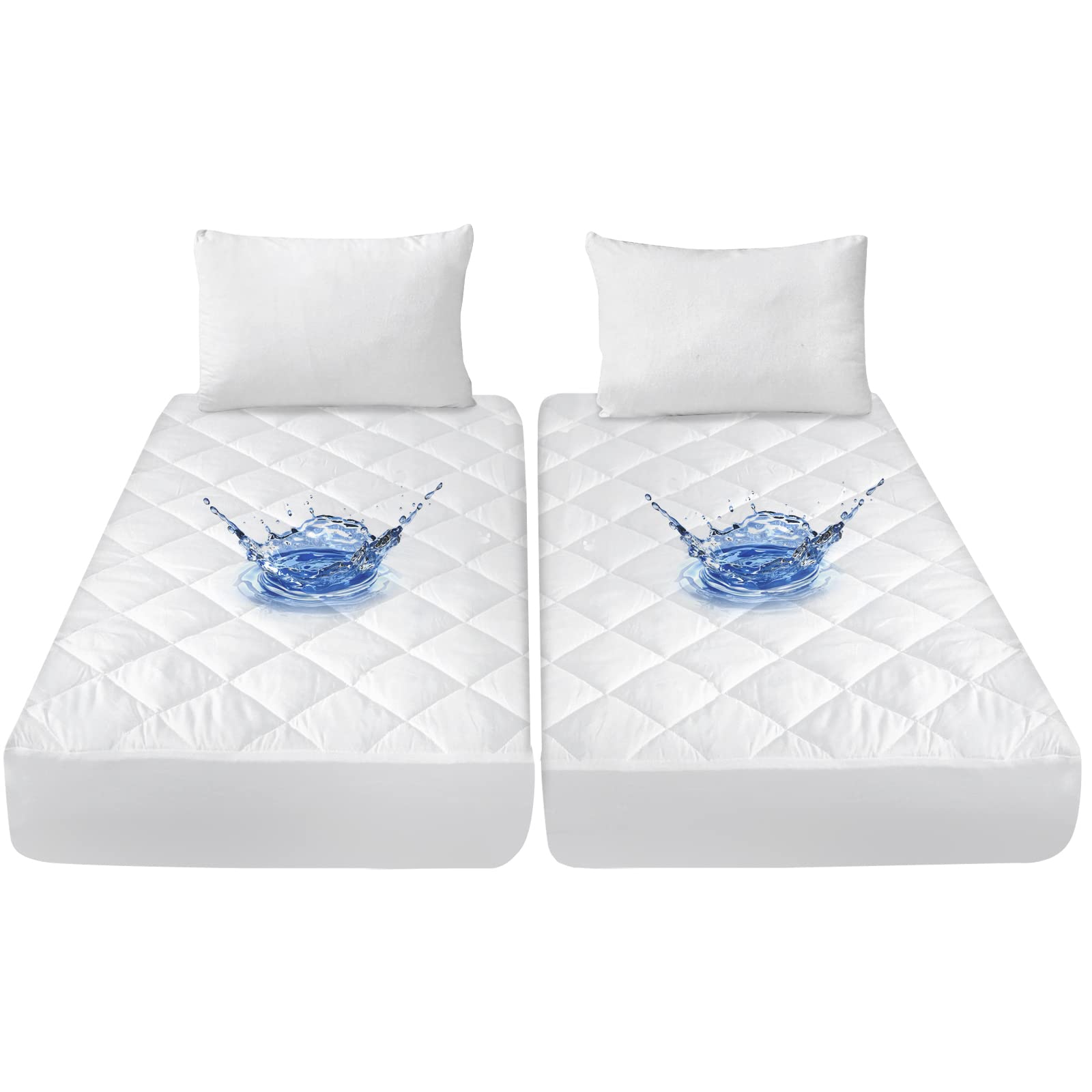 Split California King Mattress Protector Pad For Adjustable Beds, Absorbent Quilted Mattress Pad Topper Cover, Fitted Mattress Protector, Down Alternative Filling Mattress Cover Waterproof